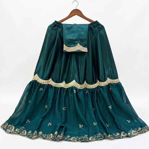 Rama Green Sequin Embroidered Cutwork Rida