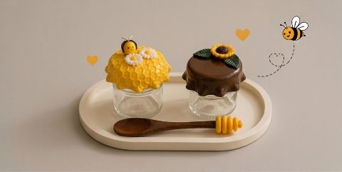 Honey & Kelongi Jar with Spoon & Tray