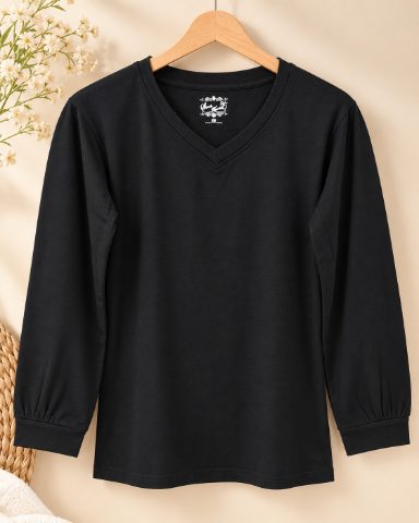 Black Full Sleeves Cuff Top
