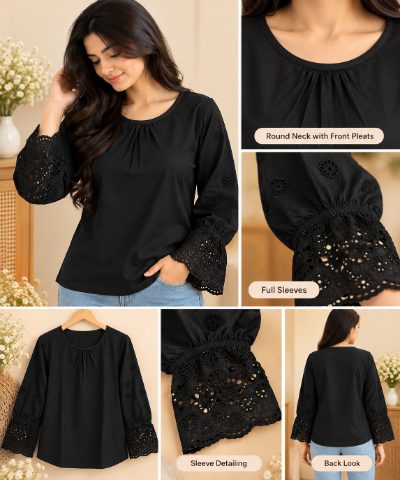Black Hakoba Frill Top F/S