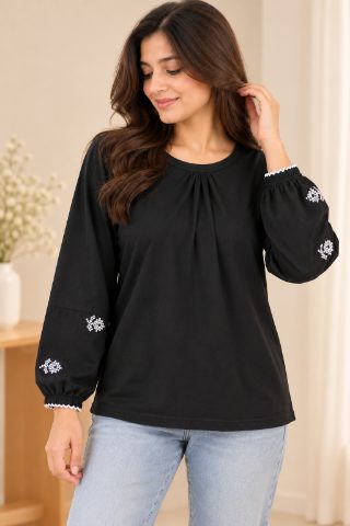 Black Cross Stich Top