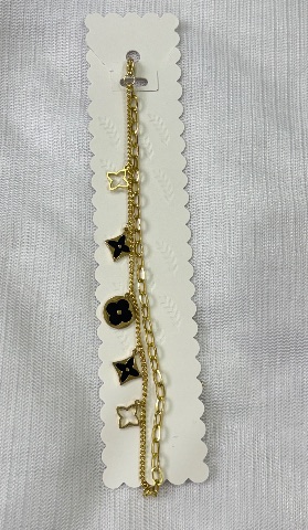Two layered antitarnish charm bracelet